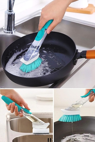 Smarter Deterjan Hazneli Bulaşık Fırçası Yeşil 20 CM