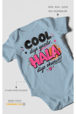 Morivokids Cool Diye Yazılır Hala Diye Okunur Kısa Kollu Bebek Body %100 Pamuk Bebe Mavisi
