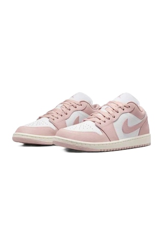 Nike Air Jordan 1 Low Leather Sneaker Unisex Hakiki Deri Günlük Spor Ayakkabı Beyaz Pembe Pembe