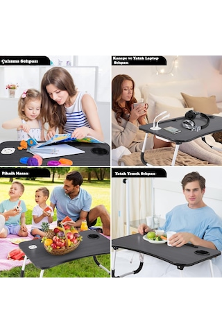 Laptop Sehpası Usbli Yatak Masası Mdf Laptop Masası Çalış