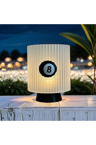 Gece Lambası -8 Ball Dekoratif Lamba, Genç Oda, Özel Hediye Çok Rekli - Beyaz
