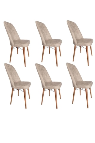 6 Kişilik Takım Mutfak Salon Sandalye Krem