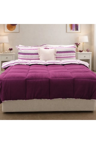 Sherpa Comforter Çift Kişilik Uyku Seti - Mürdüm