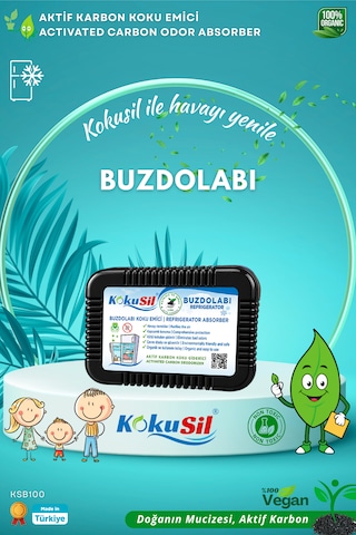 Kokusil Buzdolabı Koku Giderici Ve Koku Emici Doğal Aktif Karbon Siyah