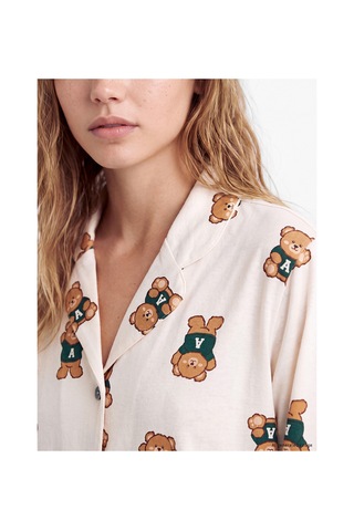 Lcw Young Pembe Gömlek Yaka Baskılı Kadın Pijama Takımı