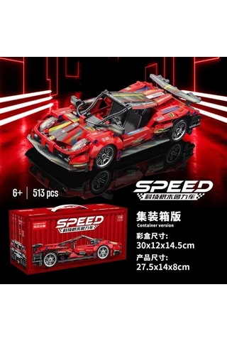 Speed Racing Pro Kırmızı Yarış Arabası Yapım Seti 513 Parça Spor Araba Blok Oyuncağı