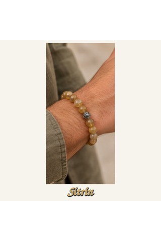 Sitrin Taşı Bileklik 8 Mm, Unisex, Elastik Çok Renkli
