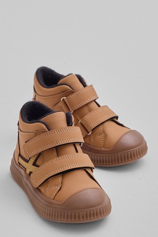 Tonny Black Esnek Termo Taban Çift Cırtlı Şerit Desenli Çocuk Unisex Camel Spor Kısa Bot Tbrzn015 Camel