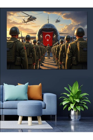 Ahşap Tablo Türk Bayraklı Askerler Ve Operasyon