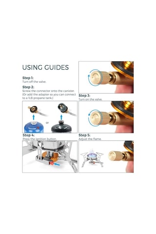 Maoyaya Yürüyüş Yemek Taşınabilir Sobası Sırt Rüzgar Pişirme Piknik Piezo Ocak Kamp Kamp İçin Hava Geçirmez Gaz Çantası Brülörü Ateşlemeli Adaptörlü Açık 3500w Lb Gümüş