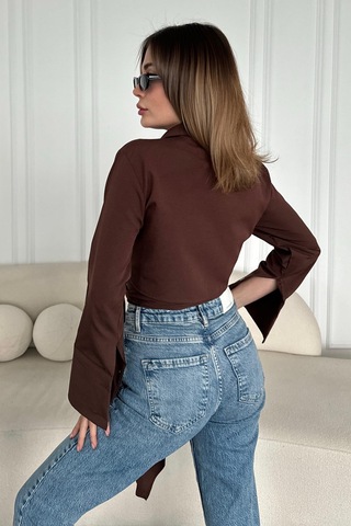 Bbbutikbasic Bağlamalı Poplin Gömlek Bb0250 Kahverengi