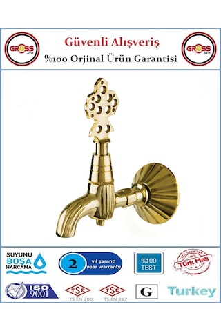 Osmanlı Musluğu - Antik Hamam Çeşmesi - %100 Prinç - Altın Sarısı
