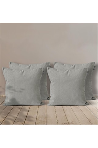 4'lü Kadife Dokulu Kırlent Kılıfı Acık Gri-1968 - Açık Gri