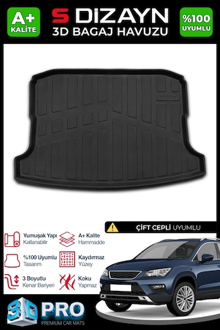 S-dizayn Seat Ateca 3d Pro Bagaj Havuzu 2016 Üzeri A+ Kalite