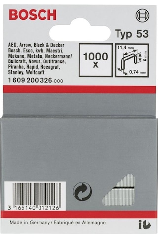 Bosch Zımba Teli Tip53 6mm 1000 Adet 1609200326