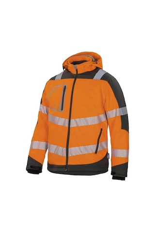 Reflektörlü Su Geçirmez Termal Softshell İş Montu Turuncu Sarı