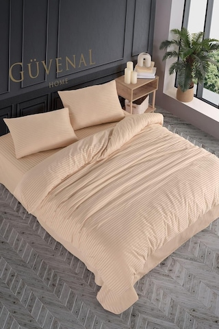 Deluxe Pamuk Saten Çift Kişilik Kutulu Nevresim Takımı Saten Nevresim Çeyizlik Deluxe20, Kapuçino, 200 X 220 Çok renkli