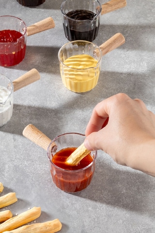 6'lı Ahşap Saplı Akrilik Sosluk 80 Ml Çok Renkli