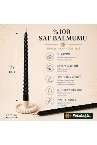 2 Li Stick Mum Siyah Taş Çok Renkli