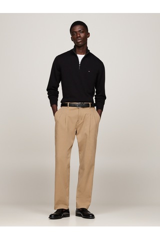 Tommy Hilfiger Pıma Org Ctn Cashmere Zıp Mock Erkek Siyah Kazak - Mw0mw28049 Siyah