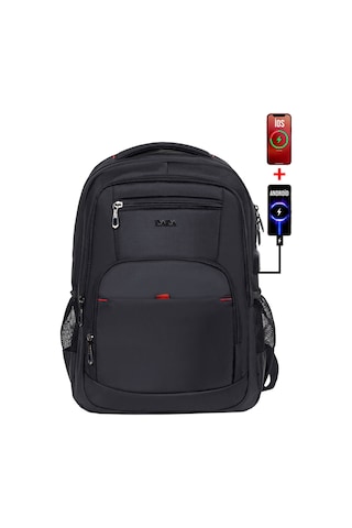 Dada 03 Usb Aparatlı Siyah Laptop Sırt Çantası 15,6 İnç Geniş İç Hacim Darbe Emici Koruma