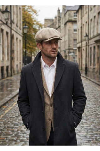 Emybox Erkek Kaşe 8 Köşe Kasket Şapka Klasik Retro- Peaky Blinders Tarzı Lastikli Standart Beden D