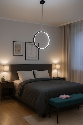 Modern Siyah Led Halka Avize Yatak Odası Ve Salon İçin Tekli Sarkıt Aydınlatma Siyah