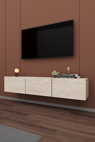Asra Trend Modern Duvara Monte Tv Ünitesi %100 Mdf Kapaklı Televizyon Sehpası T-27 Sidon