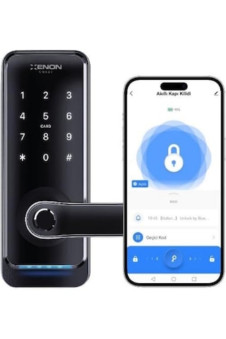 Akıllı Kapı Kilidi Parmak İzi Dokunmatik Şifre Girişli Siyah