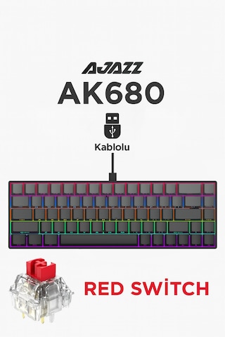 Ak680 Hot-swap Kablolu Mekanik Oyuncu Gaming Klavye - Siyah
