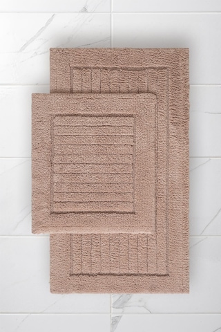 Lilly 2'li Pamuk Banyo Paspas Seti Yumuşak Dokulu Bej Yıkanabilir 60x100 + 60x50cm, Ll004b