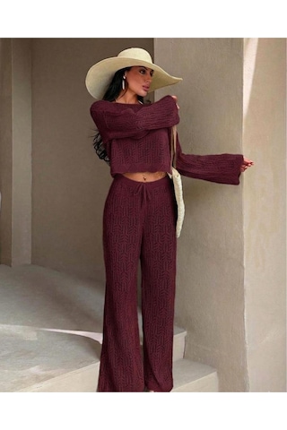 Hidafashion Ajurlu Takım Bordo