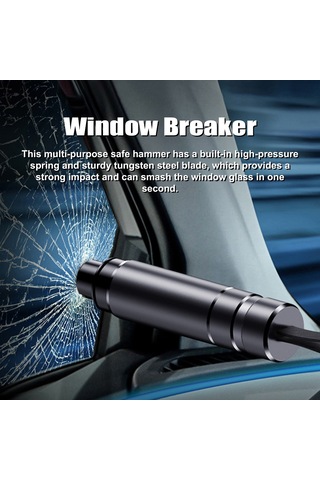Springsun Acil Durum Çekiçli Cam Kırıcı Ve Emniyet Kemeri Kesici - 2'li Fonksiyonlu Araç Kurtarma Aleti
