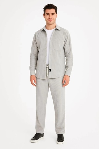 Erkek Kadife Oversize Takım Gömlek Ve Pantolon İkili Set Füme Corduroy Şıklığı, Rahat Ve Zarif Dur Gri