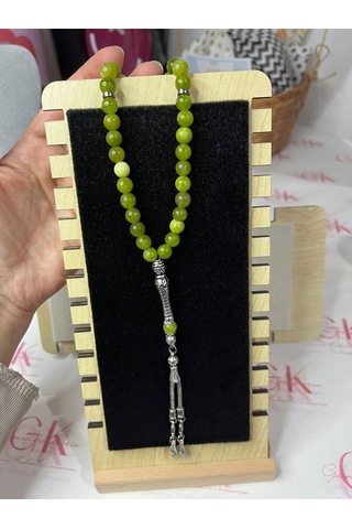 Peridot Taşı Tesbih -doğal Taş -özel Ahşap Kutusunda -yeşil