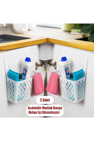 Porsima Org-52 2li Asılabilir Dolap İçi Düzenleyici Organizer Bey Beyaz
