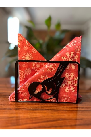 Nfs Dizayn Dekoratif Lazer Kesim Serçe Desenli Metal Peçetelik