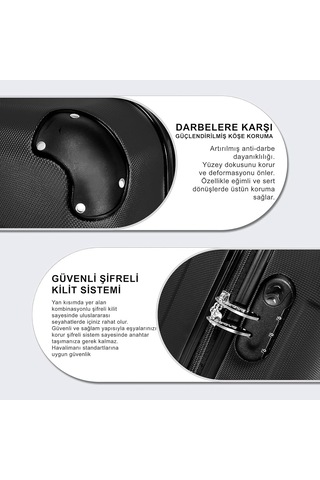 Xmlbayiciniz Anthony Jackson Ultra Hafif Abs Valiz Trıon Siyah, Büyük Boy Çok Renkli