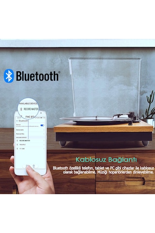 Record Master Tt202J Retro Pikap - Bluetooth Özellikli- Tüm Plakl