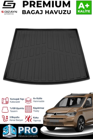 S-dizayn Vw Caddy 3d Pro Bagaj Havuzu 2020 Üzeri A+ Kalite