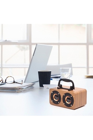Flybuy Taşınabilir Ahşap Bluetooth Hoparlör - Fm Radyolu, 2x3w, Şarj Edilebilir, Ahşap Gövde, Mini Ses Sistemi