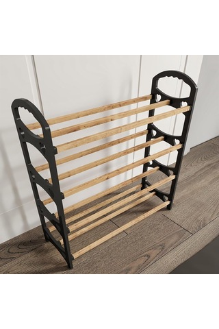 4 Katlı Ahşap Tabanlı, Plastik Kenarlı Ayakkabılık, 64x50x18 Cm Çok Renkli