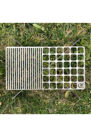 Paslanmaz Çelik Bushcraft Dikdörtgen 13cm X 24cm Metal Izgara Latnox Çınar Extreme Gri