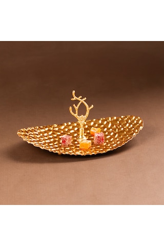 Porsima Gold Metal Mini Sunumluk Şekerlik Lokumluk Kurabiyelik
