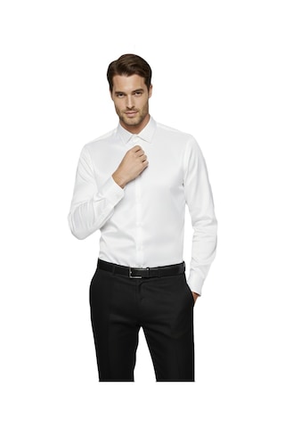 Deepsea Beyaz Slim Fit Erkek Gömlek Kolay Ütülenen Nefes Alan Kumaş, Dört Mevsim Şıklık 2608515 Beyaz