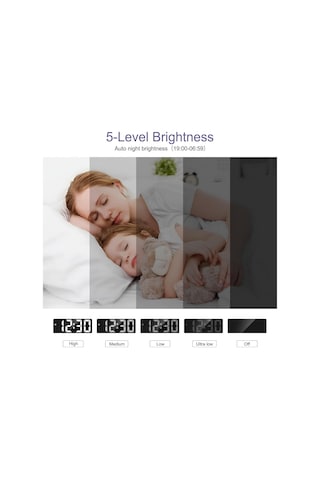 Oqımax Dijital Led Çalar Saat, Dijital Masa Saati, 4 Parlaklık, Tarih, 12/24 Saat, Erteleme Ve Dst Fonksiyonu, Büyük Genel
