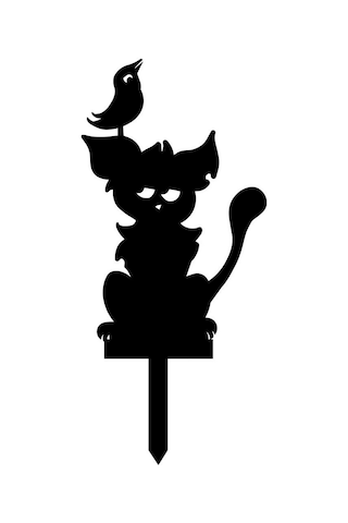 Lazer Kesim Süs Eşyaları Metal Kedi Bahçe Dekoru