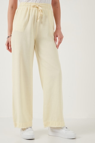 Lela Pamuklu Relaxed Fit Yüksek Bel Geniş Paça Bayan Pantolon 668Yp5275 Sarı