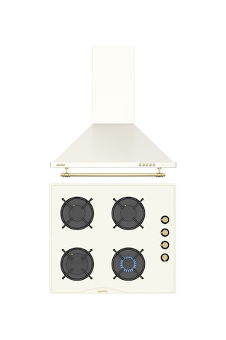 Simfer Retro Bej 2'li Cam Ankastre Set (3326 Ocak + 8716 Davlumbaz)