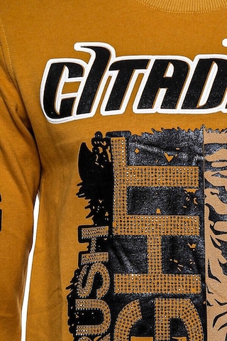 Hardal Taşlı Baskılı Bsiklet Yaka Sweatshirt - Wessi Siyah